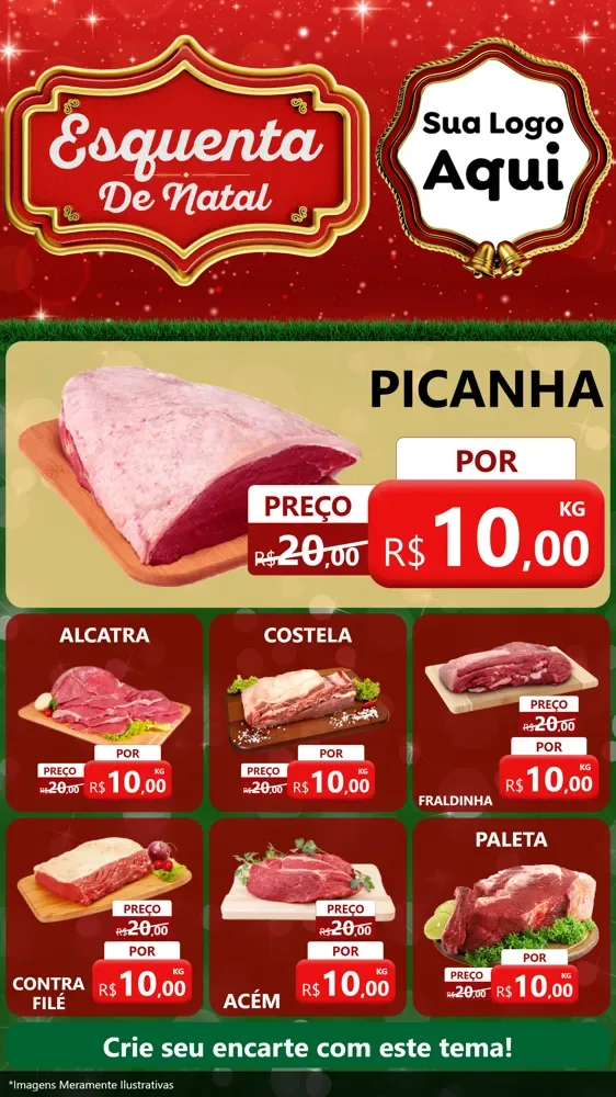 Modelo de Rede Social para Stories com o tema Esquenta de Natal para Açougue