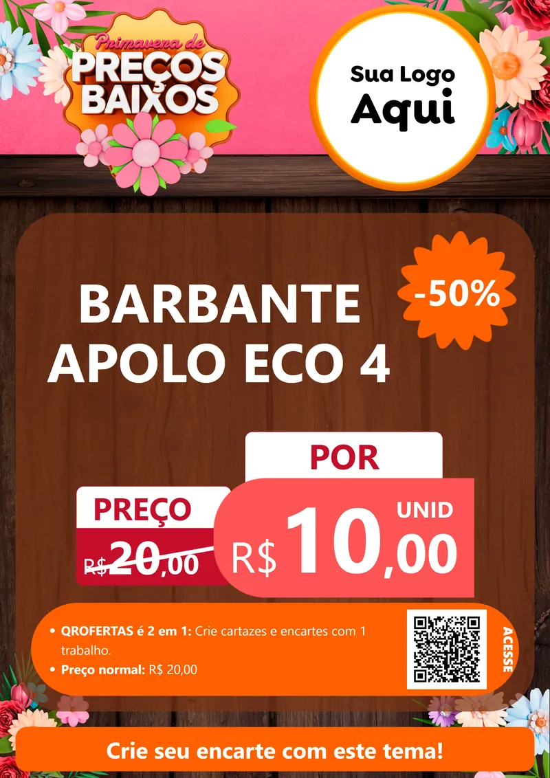Modelo de Cartaz para Cartaz A4 Vertical com o tema Primavera de Preços Baixos para Armarinho e Aviamentos