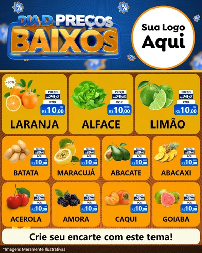 Modelo de Rede Social para Feed Instagram com o tema Dia D Preço Baixo para Hortifrúti