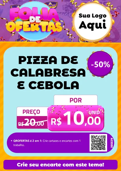 Modelo de Cartaz para Cartaz A4 Vertical com o tema Folia de Ofertas para Pizzaria