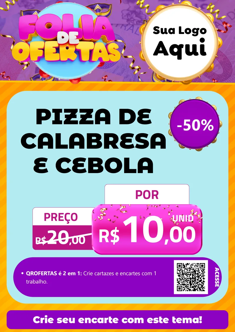Modelo de Cartaz para Cartaz A4 Vertical com o tema Folia de Ofertas para Pizzaria