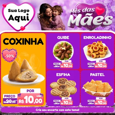 Modelo de Rede Social para Feed Facebook com o tema Mês das Mães para Salgadaria