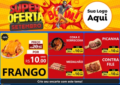 Modelo de Encarte para Encarte A4 Horizontal com o tema Super Oferta Setembro para Assados