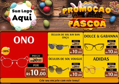 Modelo de Encarte para Encarte A4 Horizontal com o tema Promoção Páscoa para Óticas