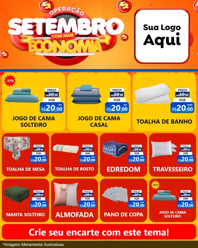 Modelo de Rede Social para Feed Instagram com o tema Operação Setembro Com Muita Economia para Cama, Mesa e Banho