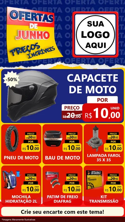 Modelo de Rede Social para Stories com o tema Ofertas de Junho - Preços Incríveis para Moto peças