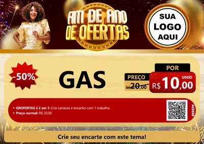 Modelo de Cartaz para Cartaz A4 Horizontal com o tema Fim de Ano de Ofertas para Água e gás