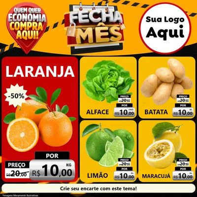 Modelo de Rede Social para Feed Facebook com o tema Fecha Mês para Hortifrúti