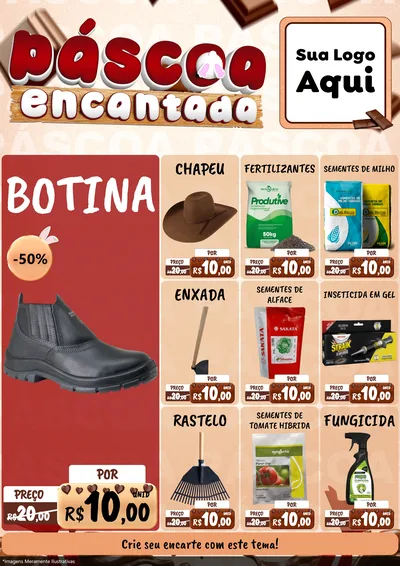 Modelo de Encarte para Encarte A4 Vertical com o tema Páscoa Encantada para Agropecuária