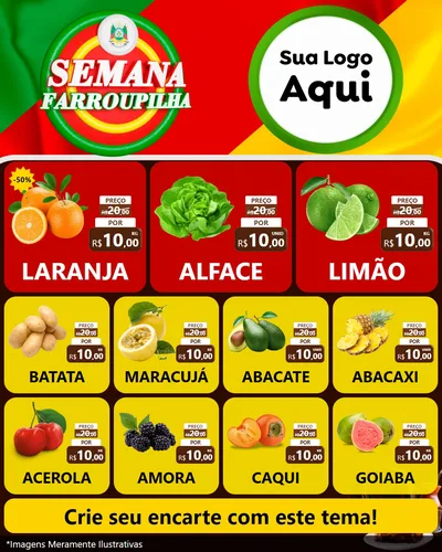 Modelo de Rede Social para Feed Instagram com o tema Semana Farroupilha para Hortifrúti
