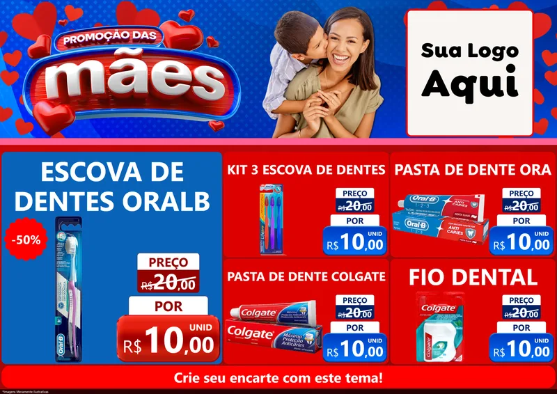 Modelo de Encarte para Encarte A4 Horizontal com o tema Promoção das Mães para Higiene Pessoal