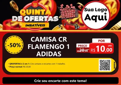 Modelo de Cartaz para Cartaz A4 Horizontal com o tema Quinta de Ofertas Imbatíveis para Roupas e acessórios