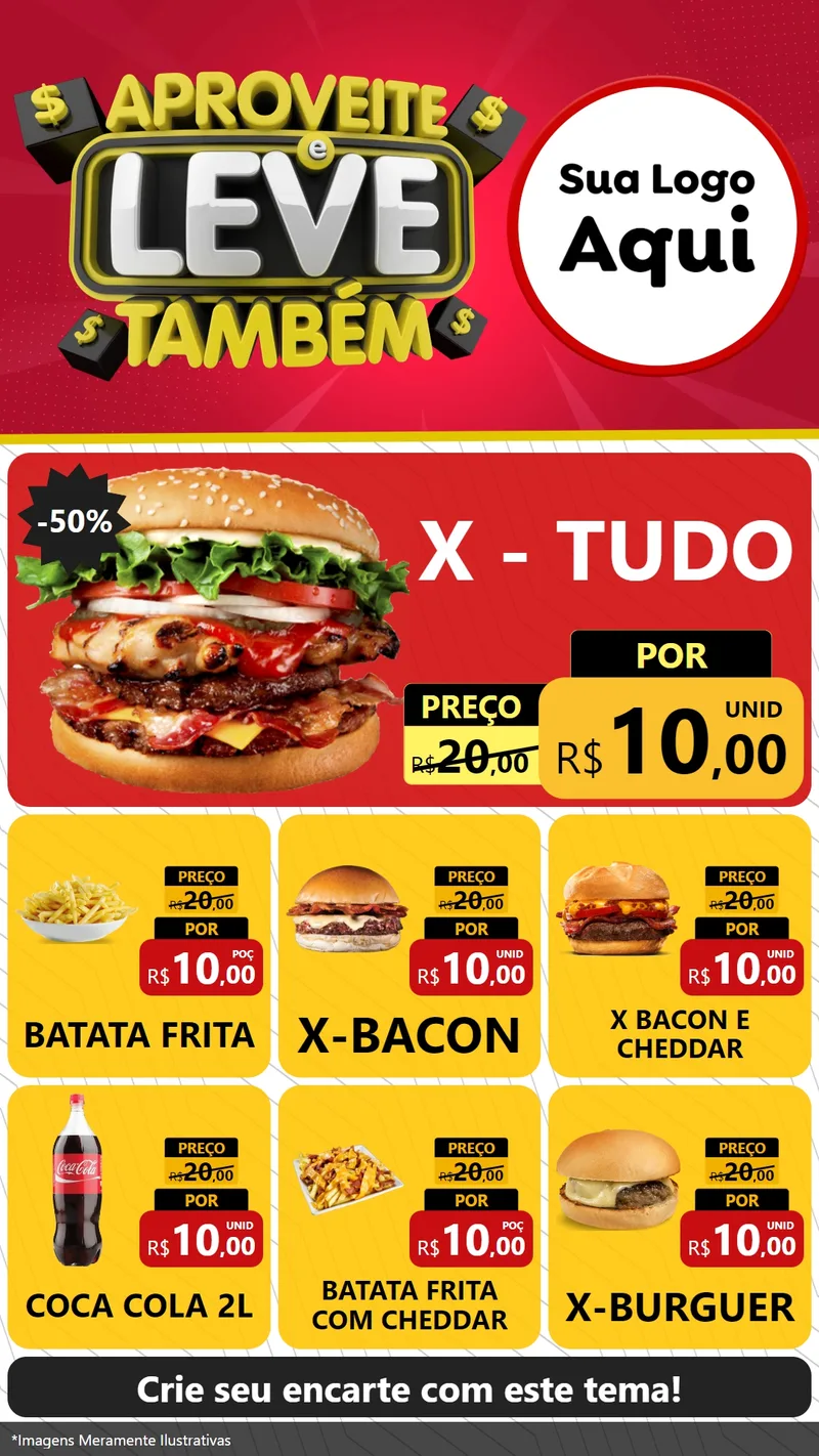 Modelo de Rede Social para Stories com o tema Aproveite e Leve Também para Hamburgueria