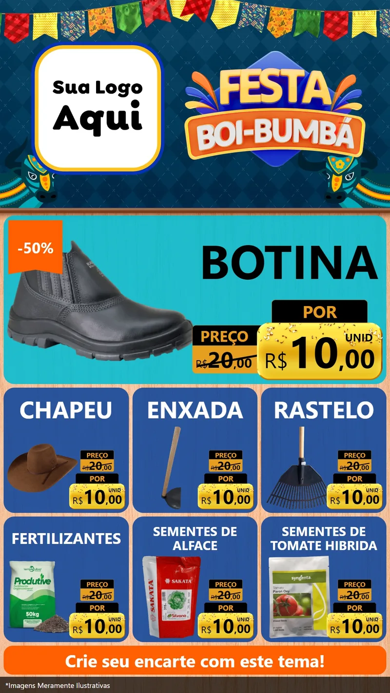 Modelo de Rede Social para Stories com o tema Festa Boi Bumbá para Agropecuária