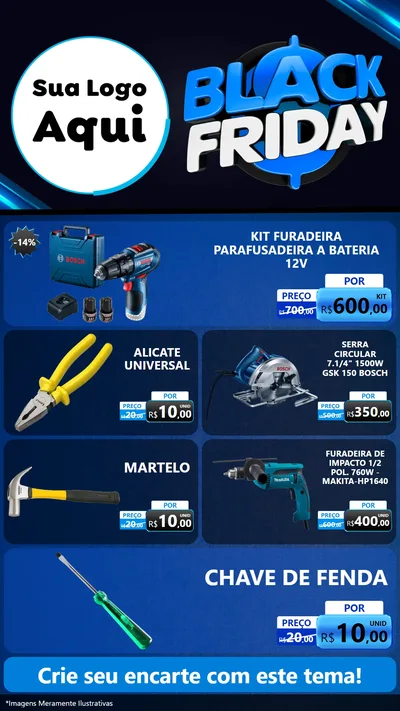 Modelo de TV para TV Vertical com o tema Black Friday para Maquinas e Ferramentas