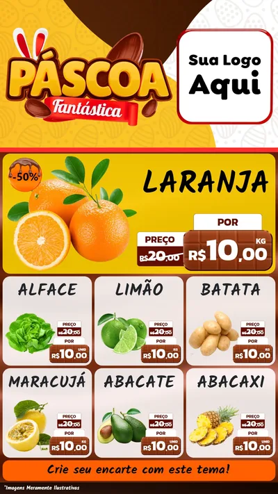 Modelo de Rede Social para Stories com o tema Páscoa Fantástica para Hortifrúti