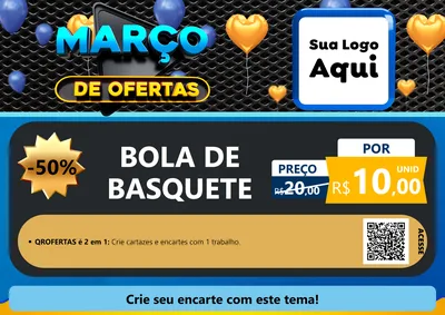 Modelo de Cartaz para Cartaz A4 Horizontal com o tema Março de Ofertas para Artigos Esportivos