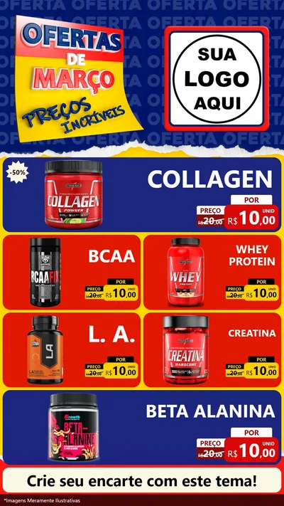 Modelo de TV para TV Vertical com o tema Ofertas de Março - Preços Incríveis para Suplementos alimentares