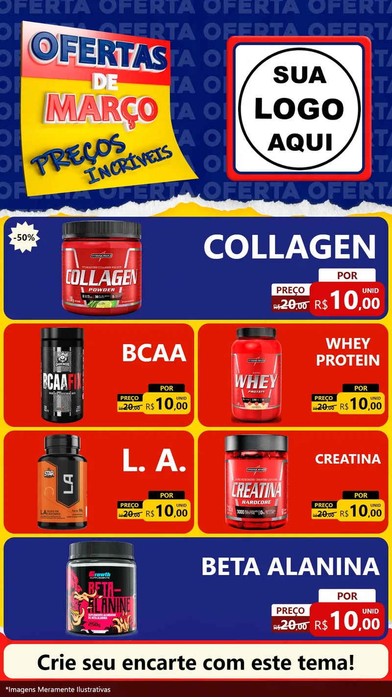 Modelo de TV para TV Vertical com o tema Ofertas de Março - Preços Incríveis para Suplementos alimentares