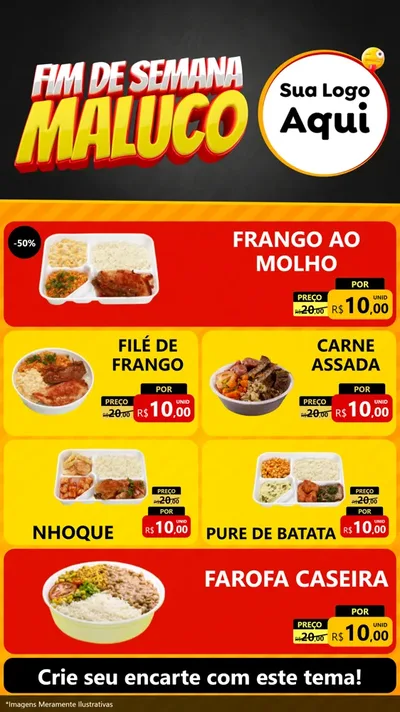 Modelo de TV para TV Vertical com o tema Final de Semana Maluco para Restaurante