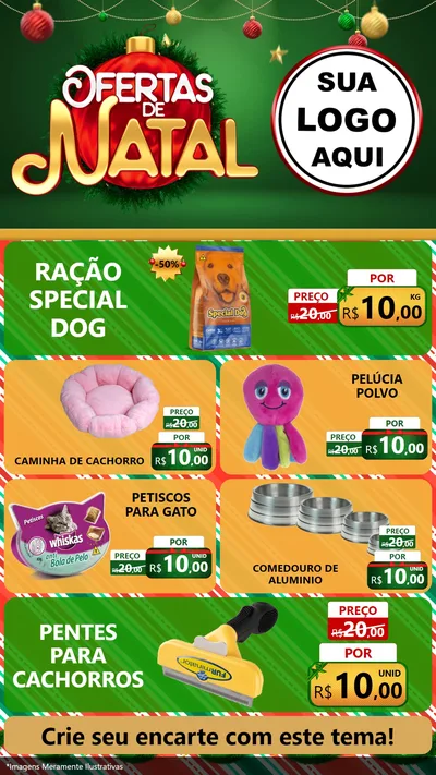 Modelo de TV para TV Vertical com o tema Ofertas de Natal para Pet Shop