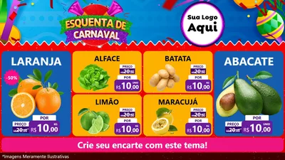 Modelo de TV para TV Horizontal com o tema Esquenta de Carnaval para Hortifrúti