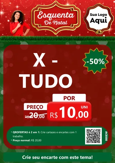 Modelo de Cartaz para Cartaz A4 Vertical com o tema Esquenta de Natal para Hamburgueria