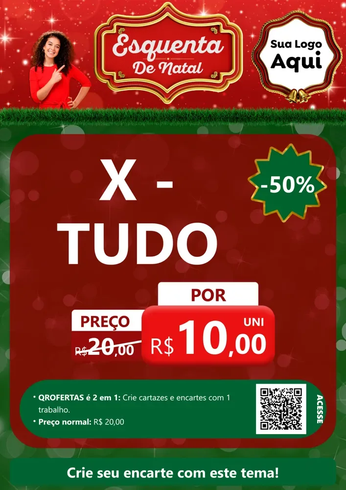 Modelo de Cartaz para Cartaz A4 Vertical com o tema Esquenta de Natal para Hamburgueria