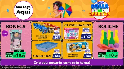 Modelo de TV para TV Horizontal com o tema Folia de Ofertas para Brinquedos
