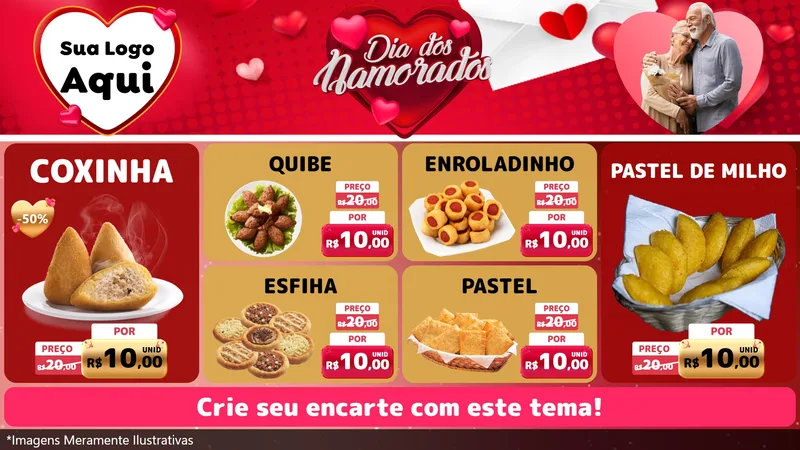 Modelo de TV para TV Horizontal com o tema Dia Dos Namorados para Salgadaria