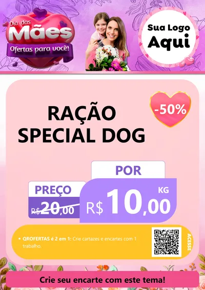 Modelo de Cartaz para Cartaz A4 Vertical com o tema Dia das Mães Ofertas para Você! para Pet Shop