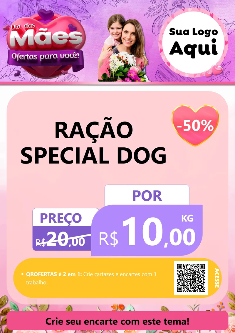 Modelo de Cartaz para Cartaz A4 Vertical com o tema Dia das Mães Ofertas para Você! para Pet Shop