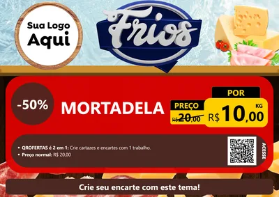 Modelo de Cartaz para Cartaz A4 Horizontal com o tema Frios para Frios e Laticínios