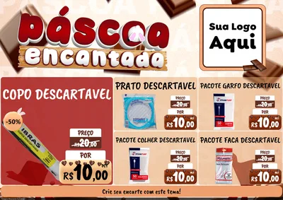 Modelo de Encarte para Encarte A4 Horizontal com o tema Páscoa Encantada para Embalagens