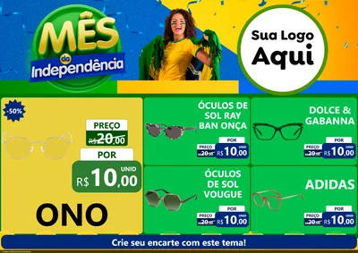 Modelo de Encarte para Encarte A4 Horizontal com o tema Mês da Independência para Óticas