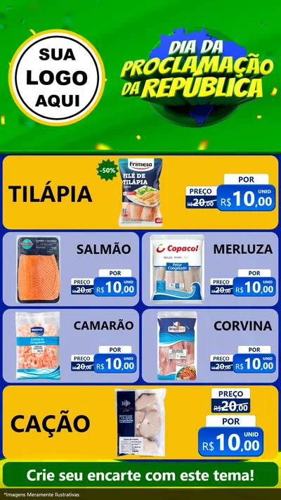 Modelo de TV para TV Vertical com o tema Dia Da Proclamação Da República para Peixaria