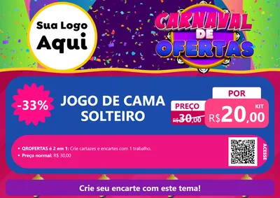 Modelo de Cartaz para Cartaz A4 Horizontal com o tema Carnaval de Ofertas para Cama, Mesa e Banho