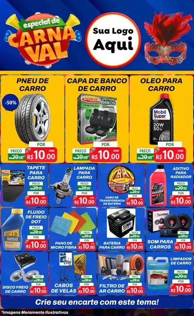 Modelo de Encarte para Encarte Grande com o tema Especial de Carnaval para Auto peças