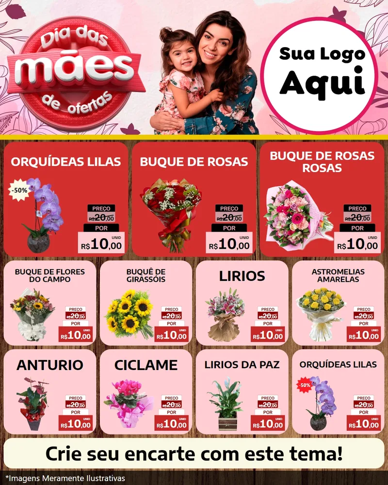 Modelo de Rede Social para Feed Instagram com o tema Dia Das Mães De Ofertas para Floricultura e jardim