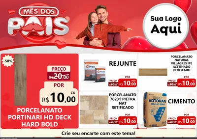 Modelo de Encarte para Encarte A4 Horizontal com o tema Mês dos Pais para Pisos e revestimentos
