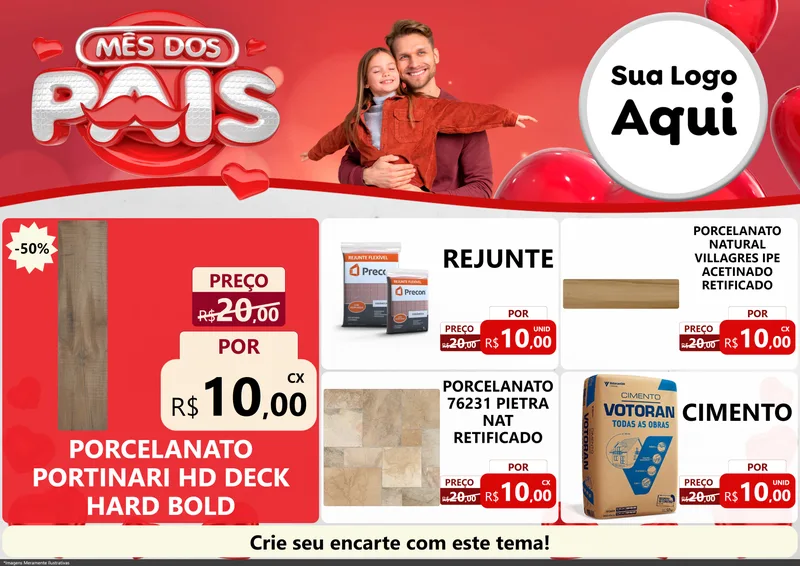 Modelo de Encarte para Encarte A4 Horizontal com o tema Mês dos Pais para Pisos e revestimentos