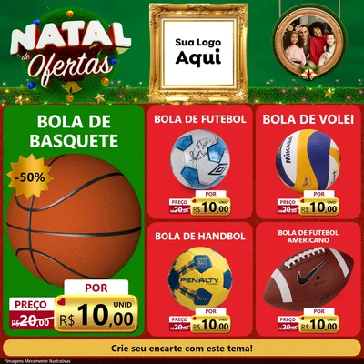 Modelo de Rede Social para Feed Facebook com o tema Natal de Ofertas para Artigos Esportivos