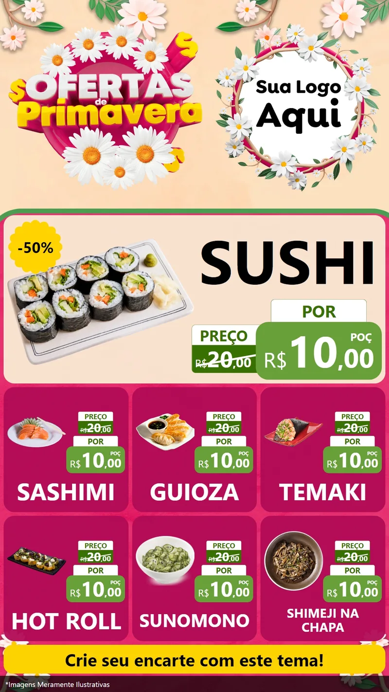 Modelo de Rede Social para Stories com o tema Ofertas de Primavera para Comida japonesa