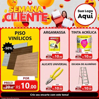 Modelo de Rede Social para Feed Facebook com o tema Semana do Cliente para Material para Construção