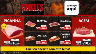 Modelo de TV para TV Horizontal com o tema Cortes Selecionados para Açougue