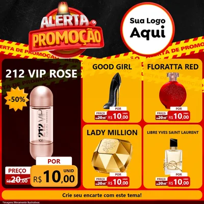 Modelo de Rede Social para Feed Facebook com o tema Alerta de Promoção para Perfumes