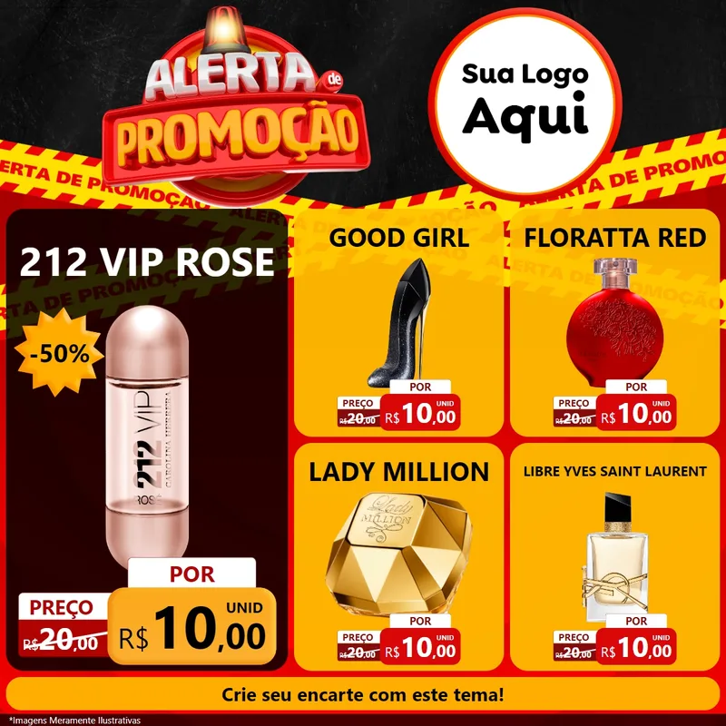 Modelo de Rede Social para Feed Facebook com o tema Alerta de Promoção para Perfumes