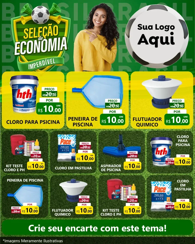 Modelo de Rede Social para Feed Instagram com o tema Seleção de Economia - Copa para Produtos para Piscina