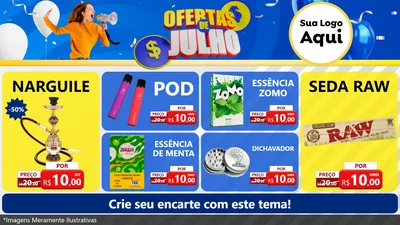 Modelo de TV para TV Horizontal com o tema Ofertas de Julho para Tabacaria