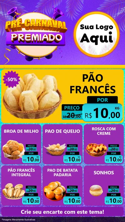 Modelo de Rede Social para Stories com o tema Pré-Carnaval Premiado para Padaria